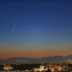 Comet NEOWISE as seen from Rome, Italy, on July 7, 2020. The dotted streak is the International Space Station.